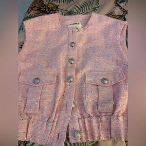L’agence Uma tweed knit Barbie pink vest XS